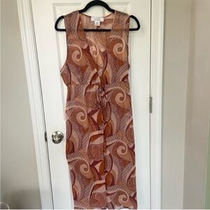 L.i.F.E Brown Boho Pattern Open Tie Sheer Duster Wrap Festival Medium